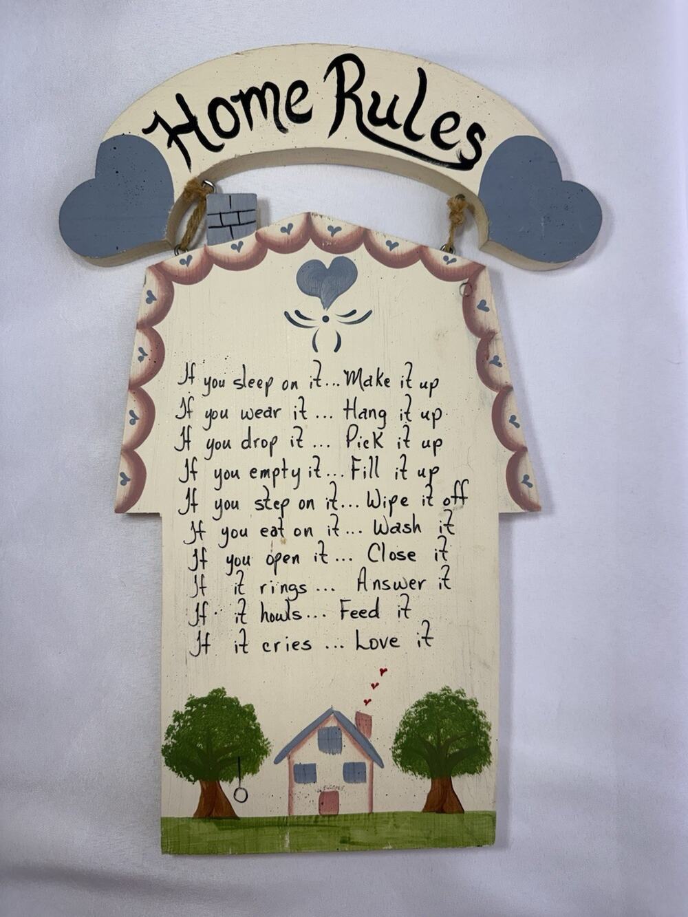 Vintage Farmhouse House Rules Wooden Wall Hanging Decor Country Cottage Core